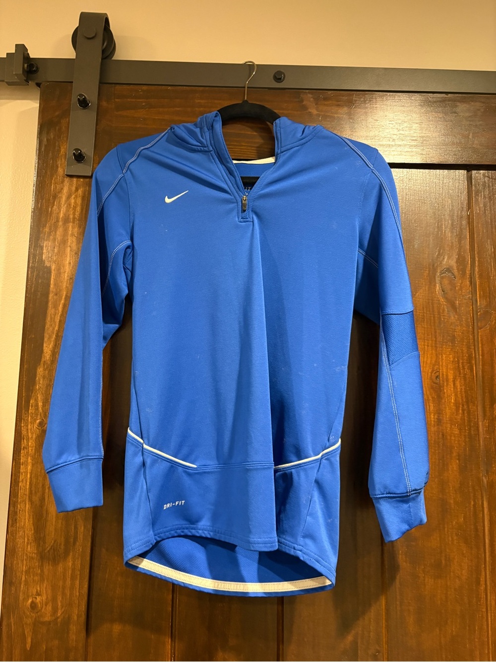 Nike Womens Blue Dri-FIT Quarter-Zip Hooded Sweater